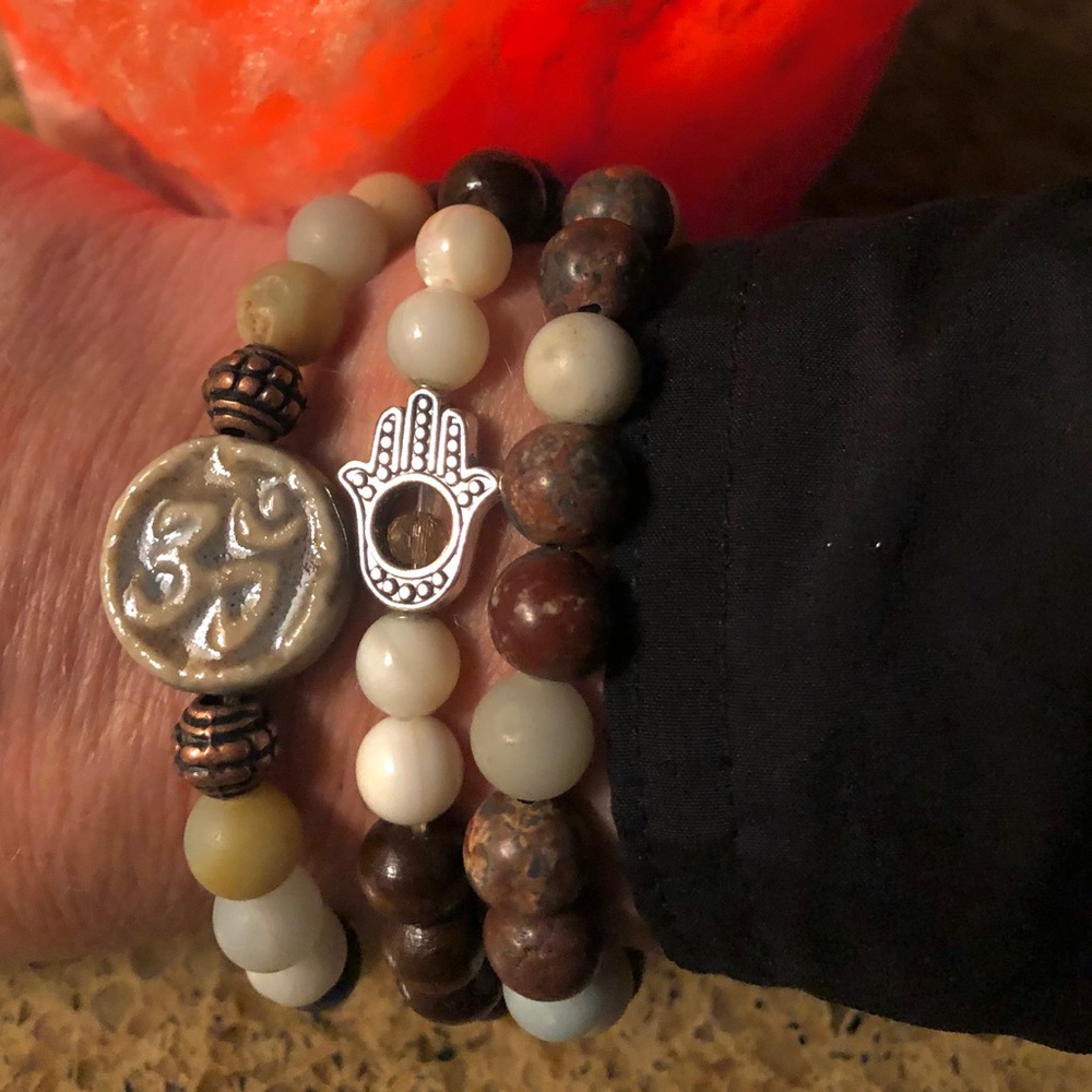 Sanskrit & Hamsa Stacked Trio $40.00 🕉